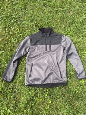 Caterpillar Grey and Black Quarter-Zip Pullover